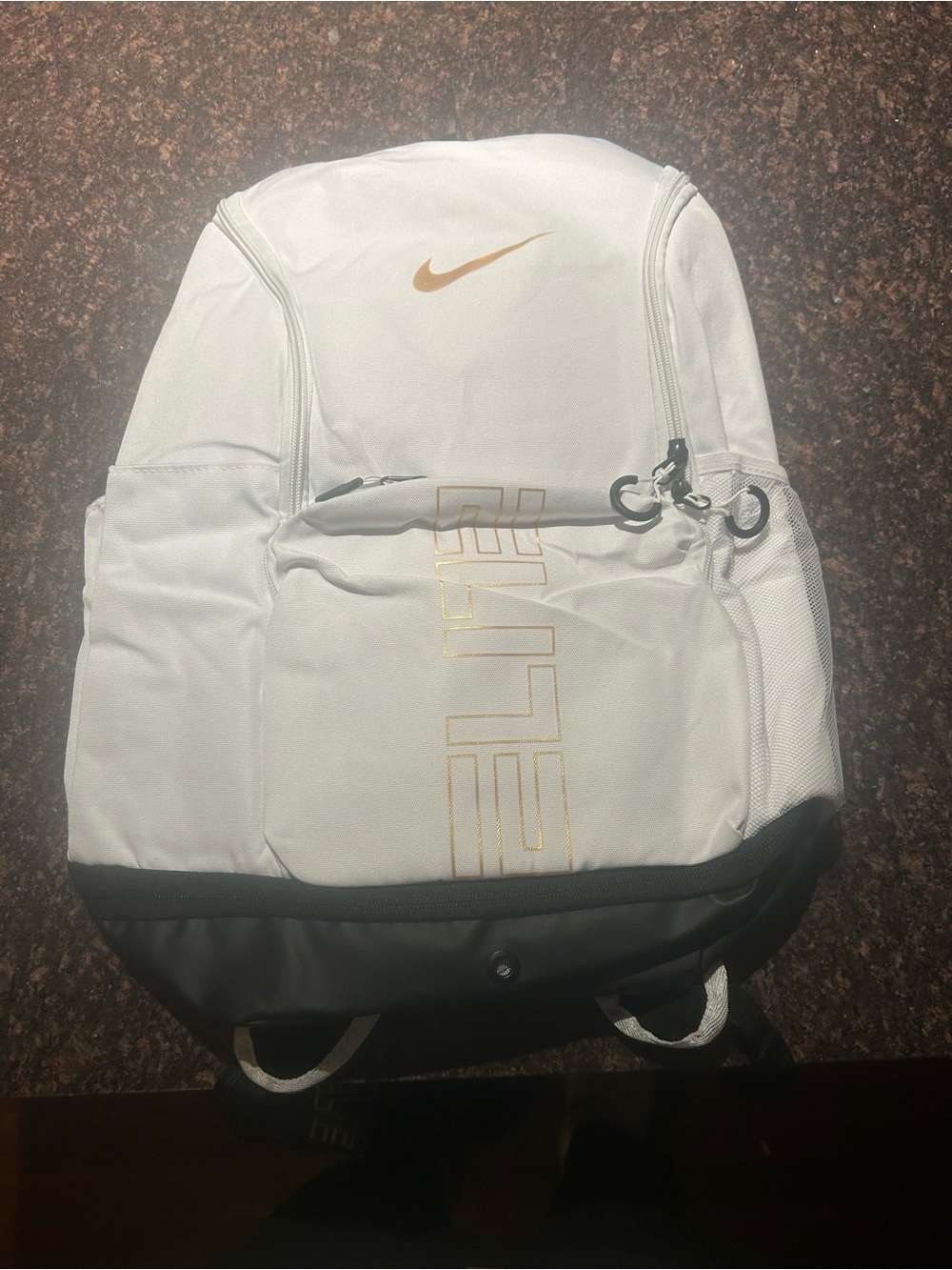 Nike White and Gold Sports Backpack